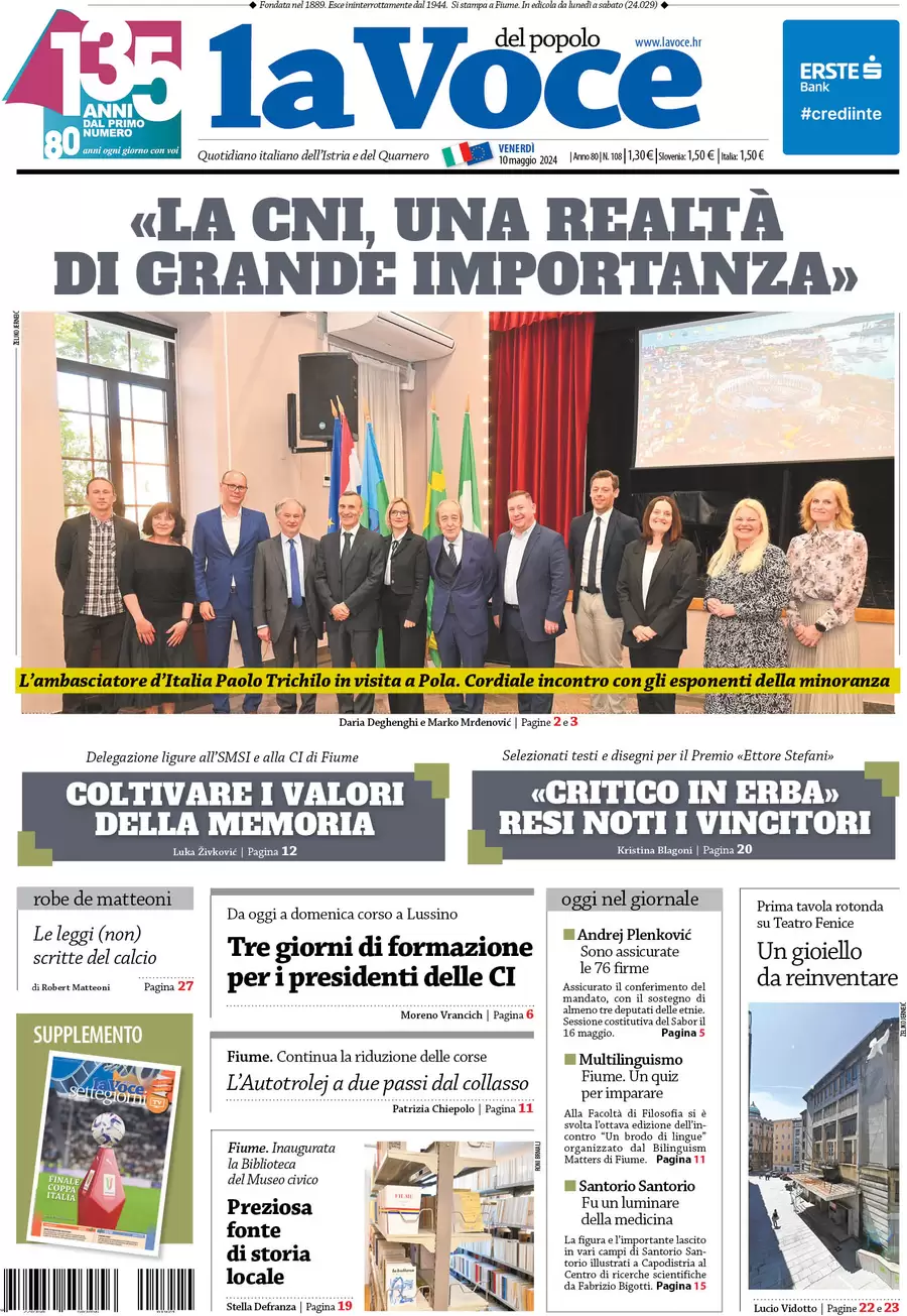 anteprima della prima pagina di la-voce-del-popolo del 10/05/2024