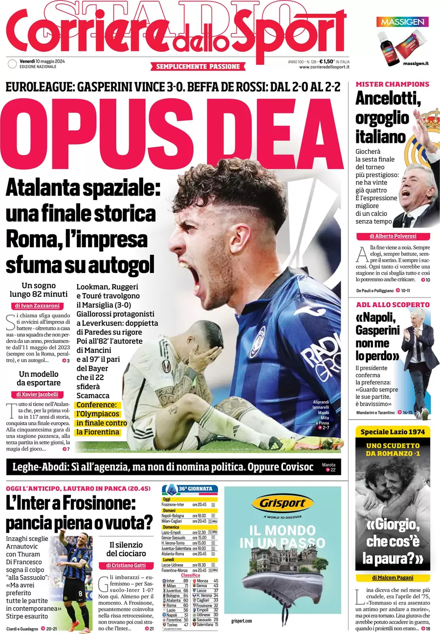 anteprima della prima pagina di corriere-dello-sport del 10/05/2024