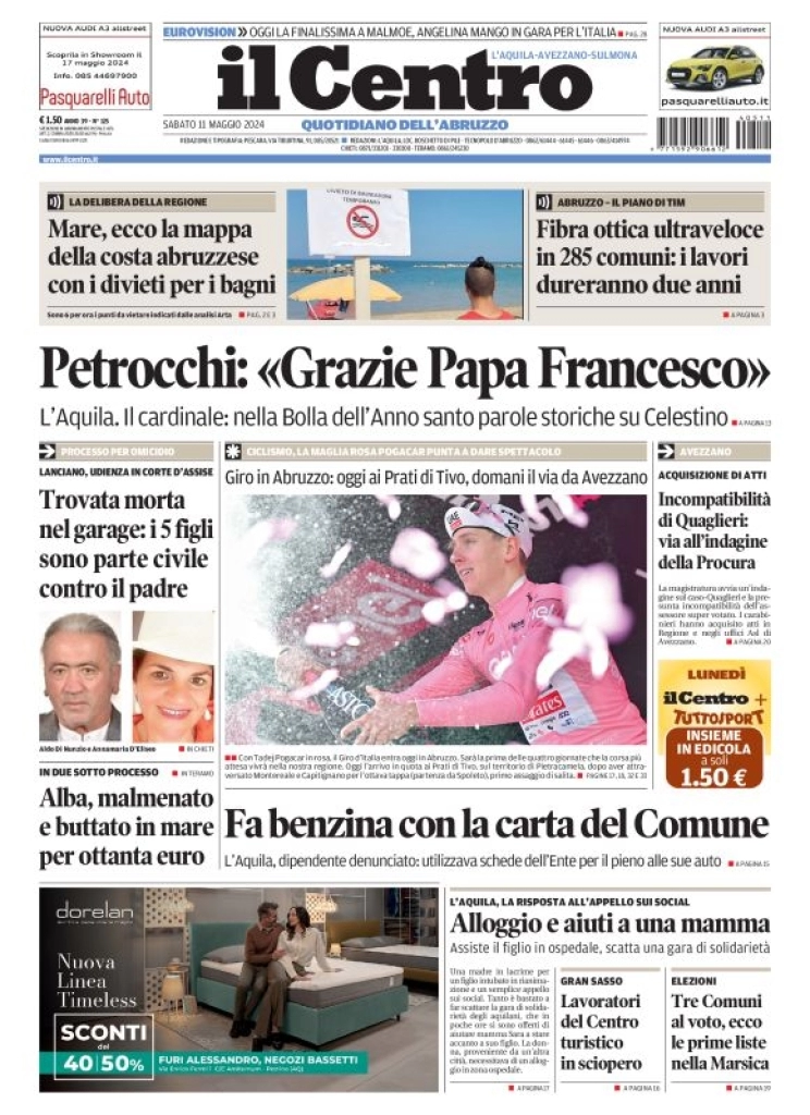 anteprima della prima pagina di il-centro-laquila del 11/05/2024