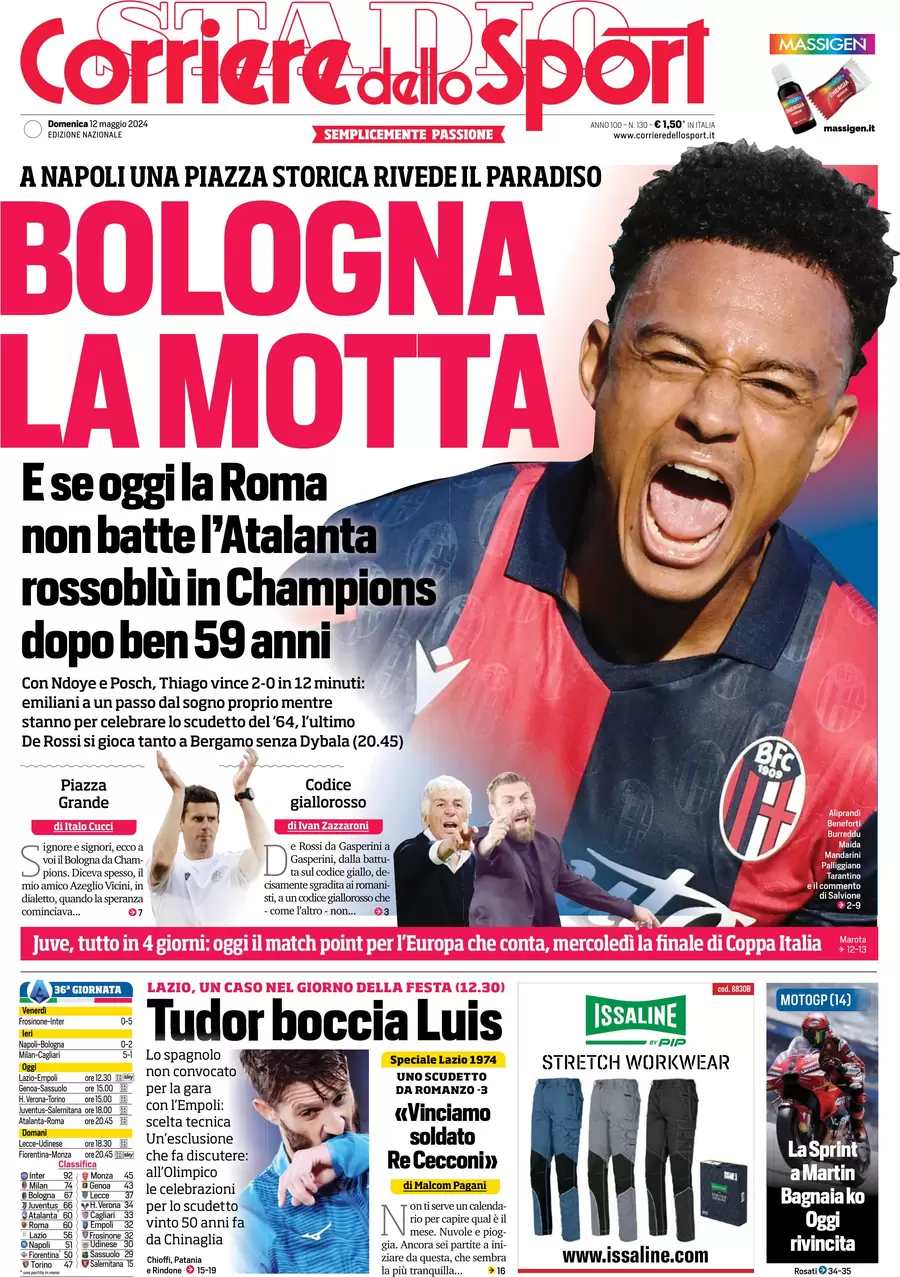 anteprima della prima pagina di corriere-dello-sport del 12/05/2024