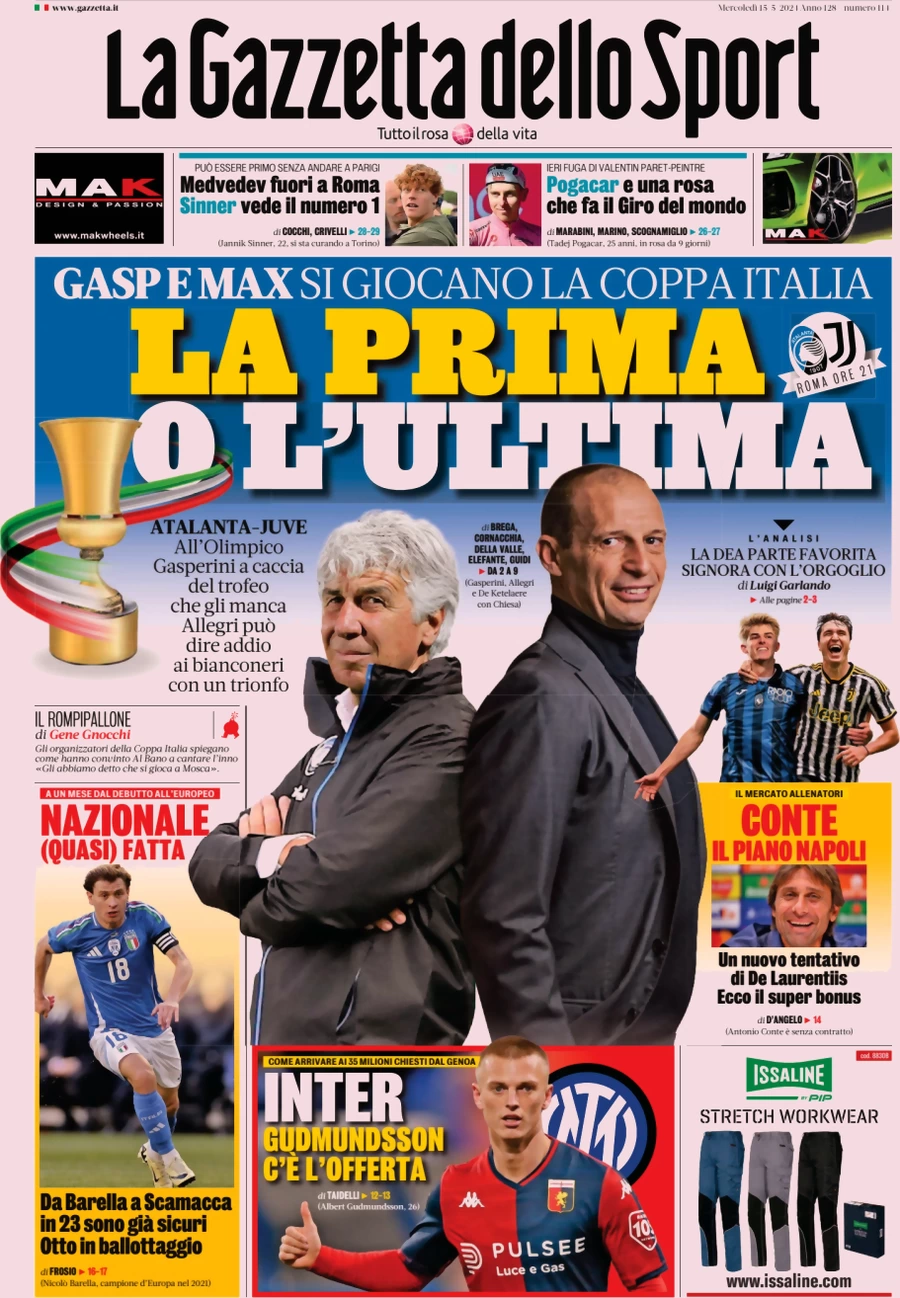 anteprima della prima pagina di la-gazzetta-dello-sport del 15/05/2024