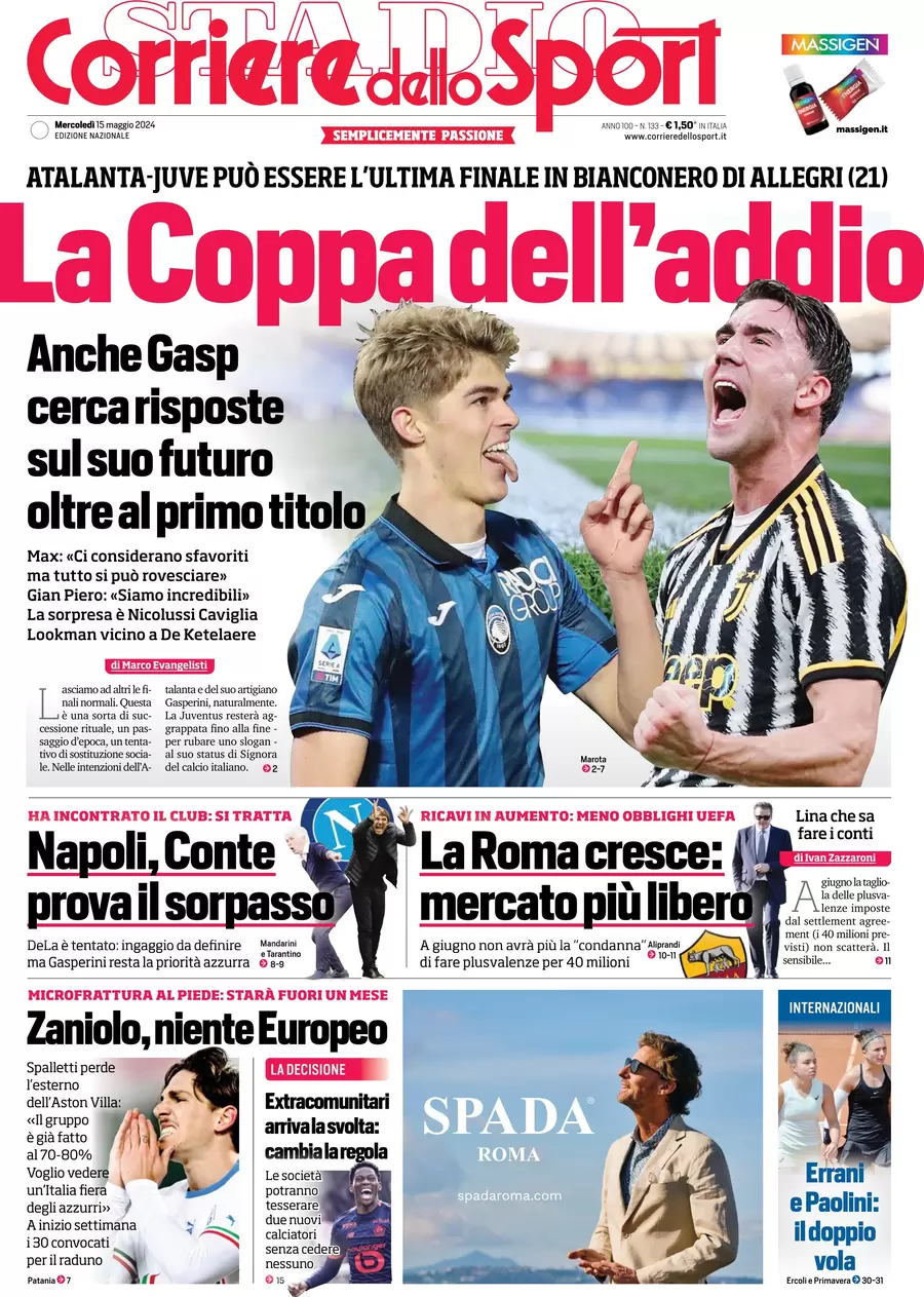 anteprima della prima pagina di corriere-dello-sport del 15/05/2024