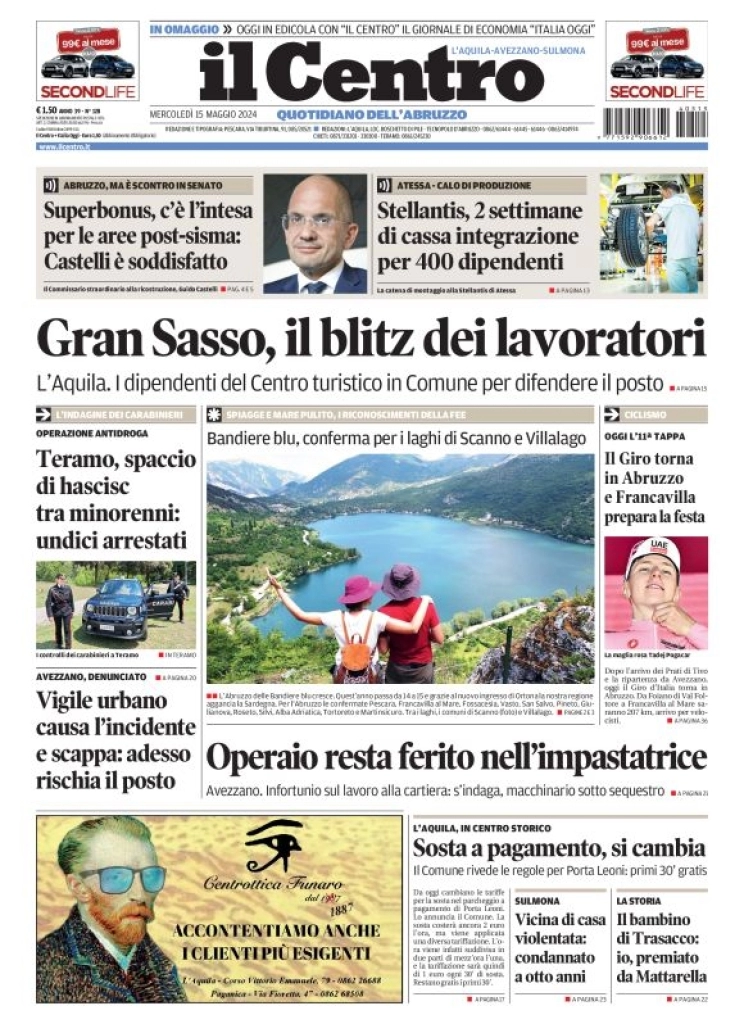 anteprima della prima pagina di il-centro-laquila del 15/05/2024