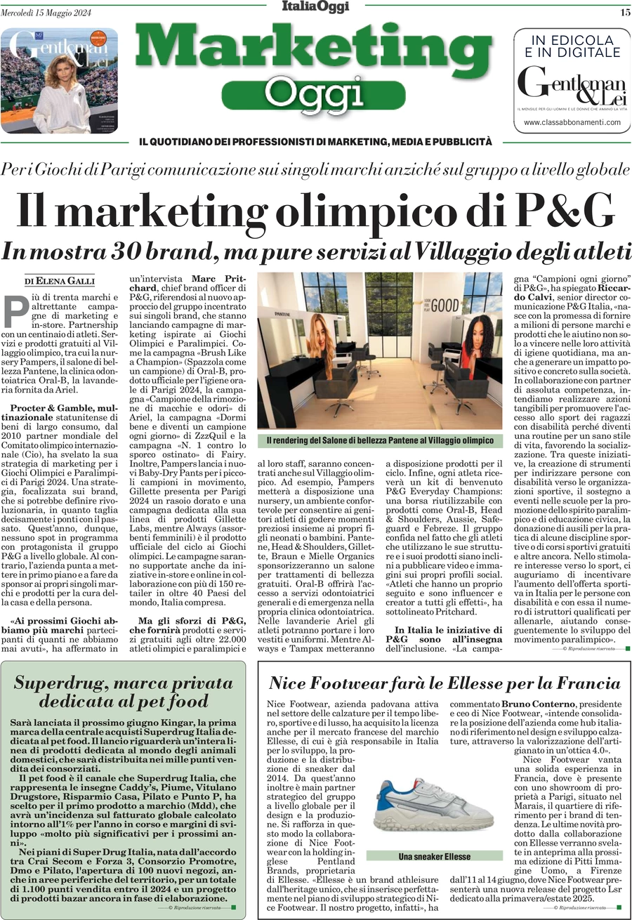 anteprima della prima pagina di marketing-oggi del 15/05/2024