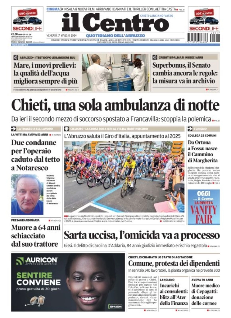 anteprima della prima pagina di il-centro-chieti del 17/05/2024