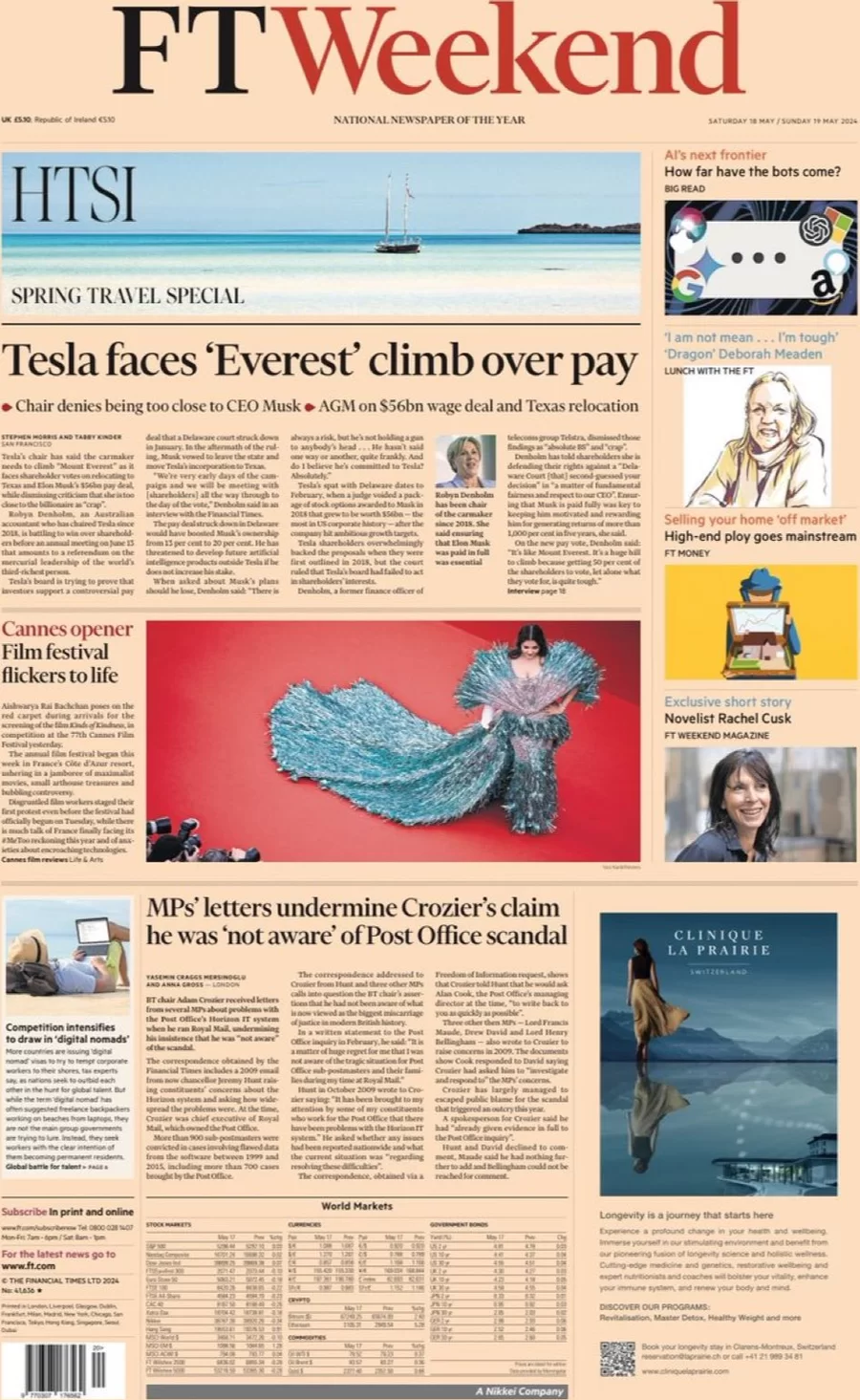 anteprima della prima pagina di Financial Times