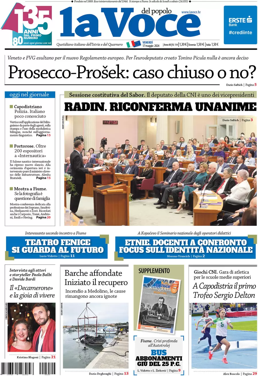 anteprima della prima pagina di la-voce-del-popolo del 17/05/2024