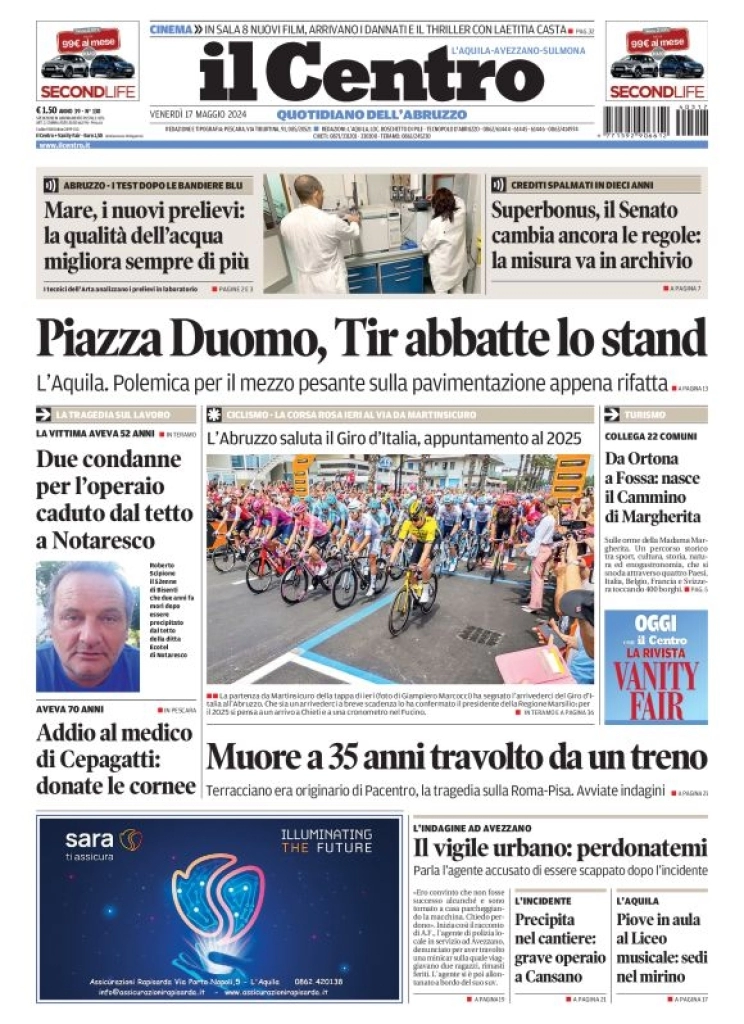 anteprima della prima pagina di il-centro-laquila del 17/05/2024