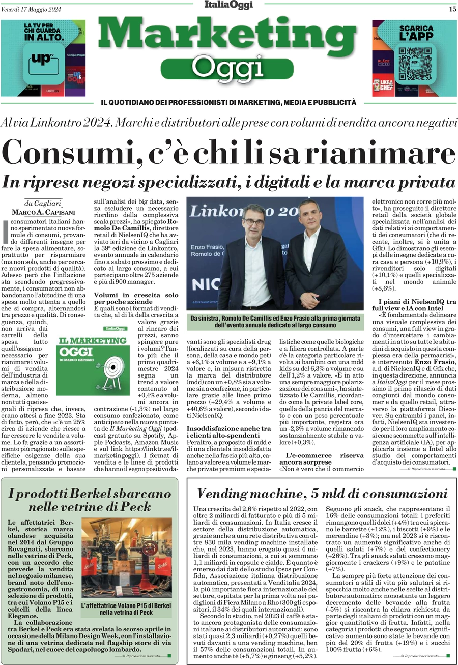 anteprima della prima pagina di Marketing Oggi