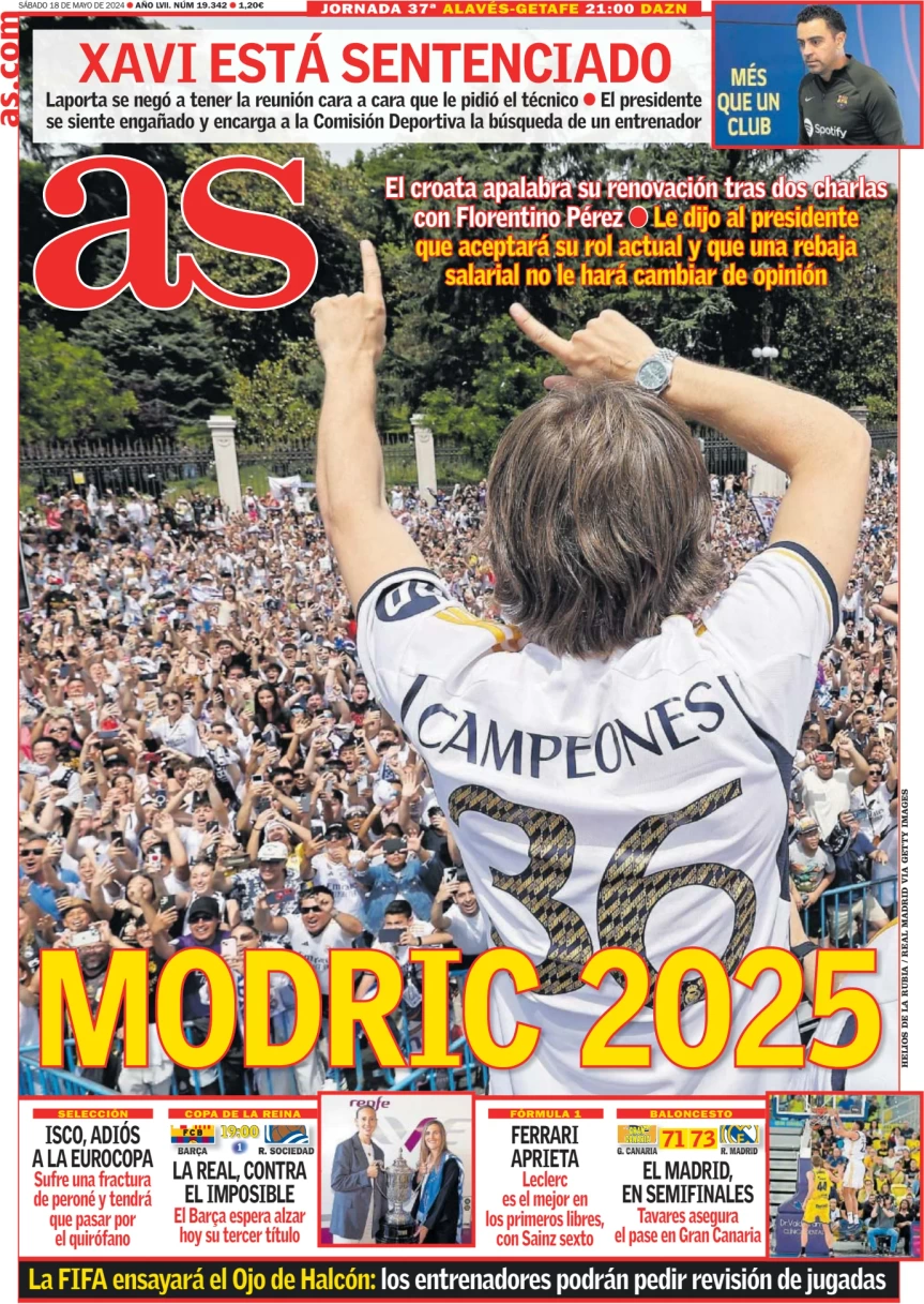 anteprima della prima pagina di AS (Madrid)