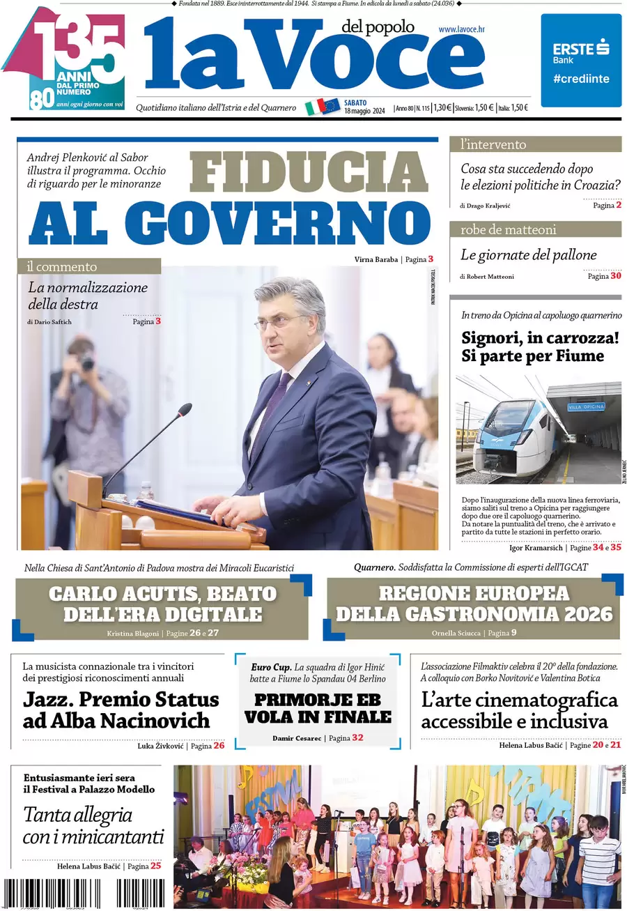 anteprima della prima pagina di La Voce del popolo