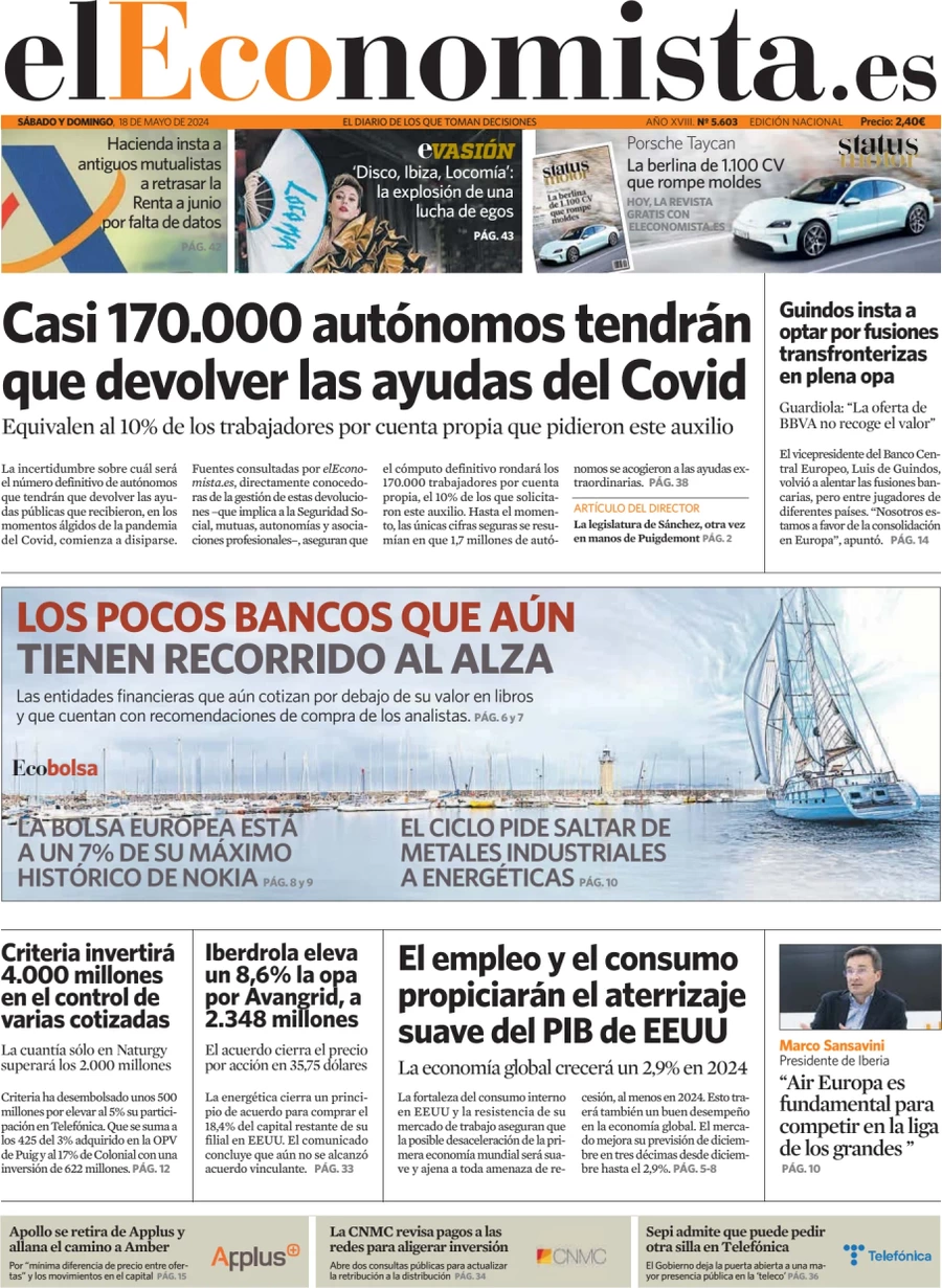 anteprima della prima pagina di el-economista del 18/05/2024