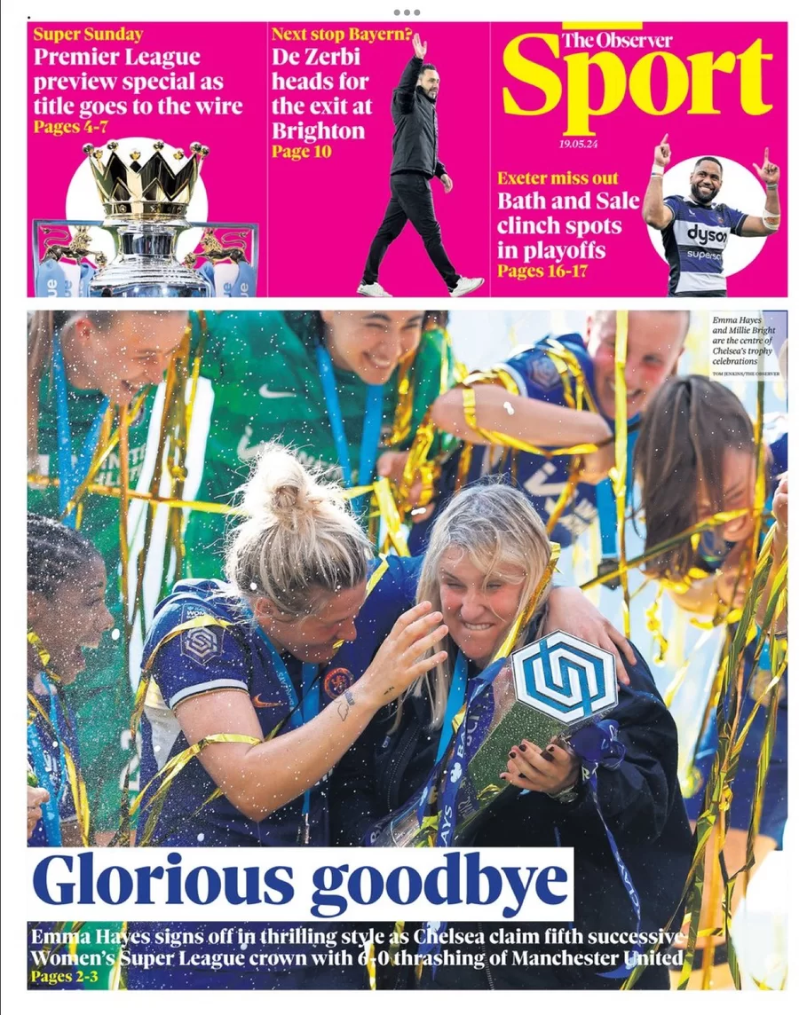 anteprima della prima pagina di The Observer Sport