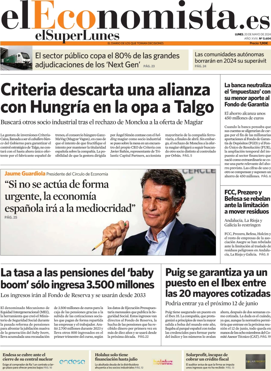 anteprima della prima pagina di el-economista del 20/05/2024
