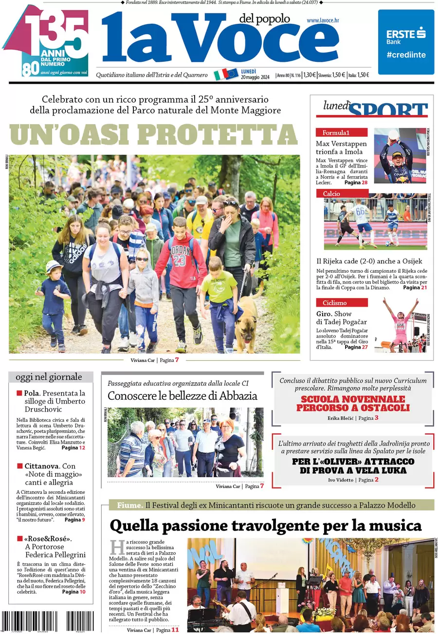 anteprima della prima pagina di la-voce-del-popolo del 20/05/2024