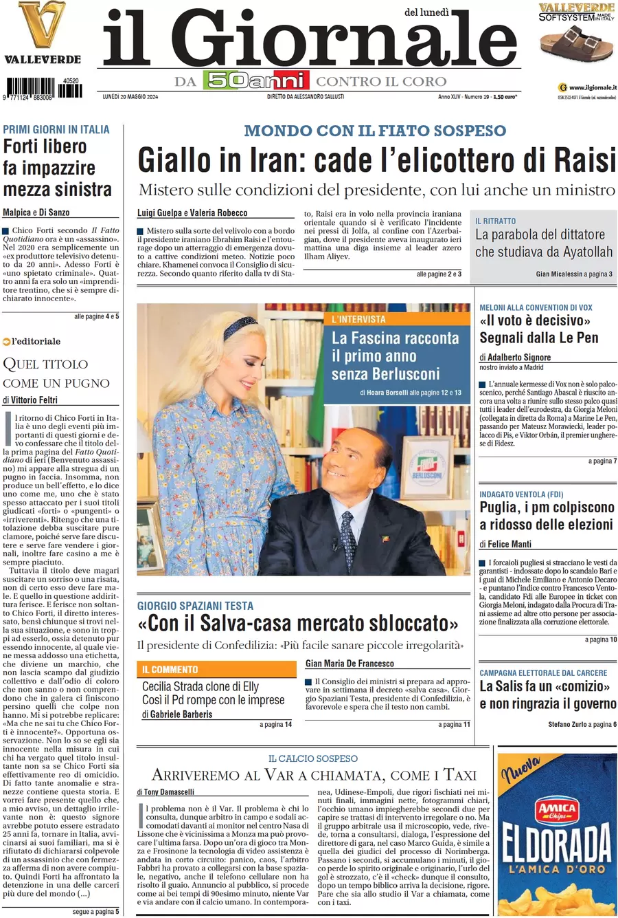 anteprima della prima pagina di il-giornale del 20/05/2024
