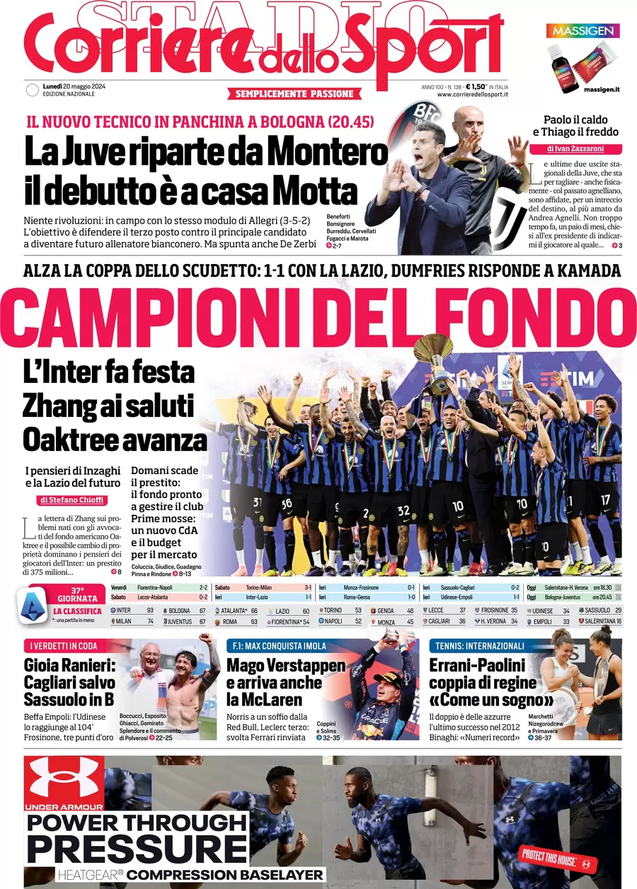 anteprima della prima pagina di corriere-dello-sport del 20/05/2024