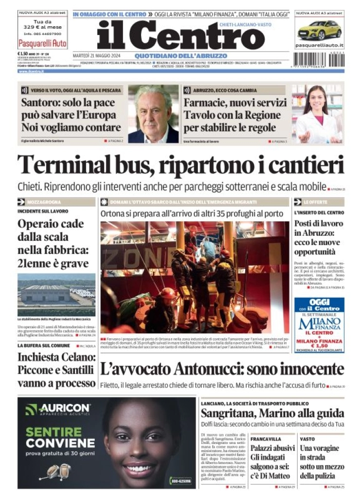 anteprima della prima pagina di il-centro-chieti del 21/05/2024