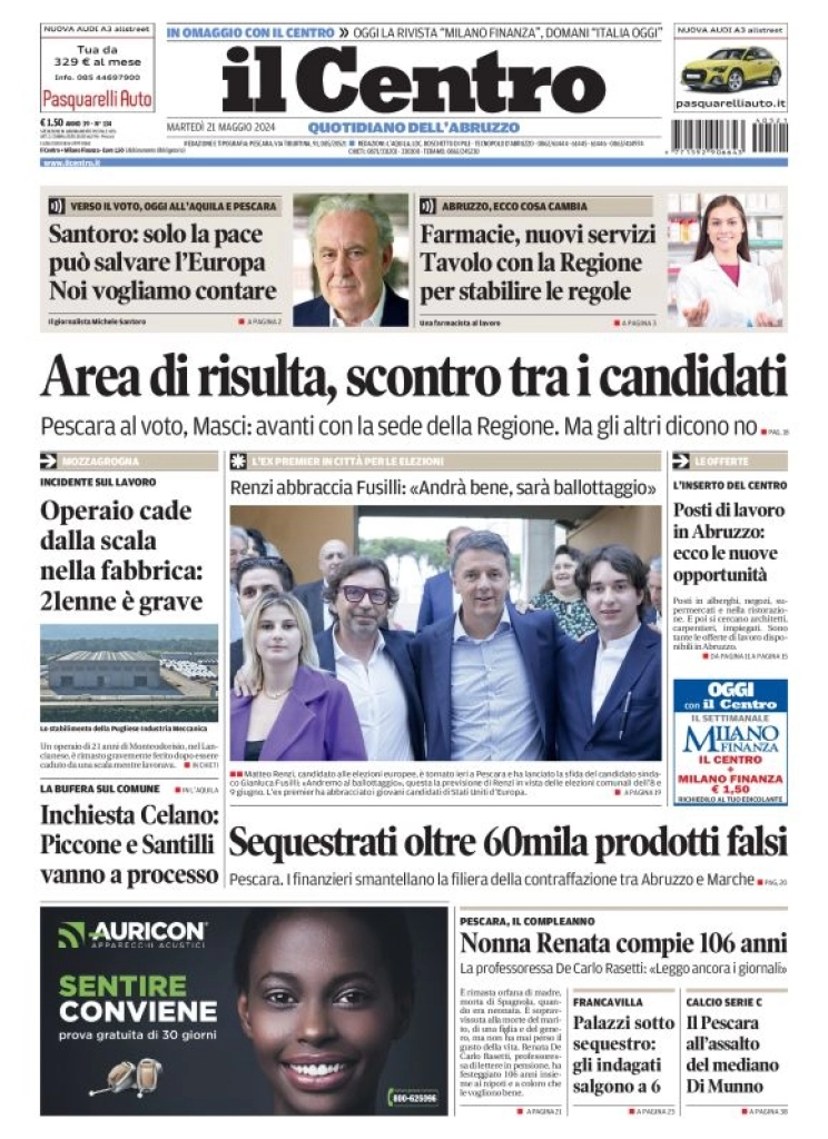 anteprima della prima pagina di il-centro-pescara del 21/05/2024