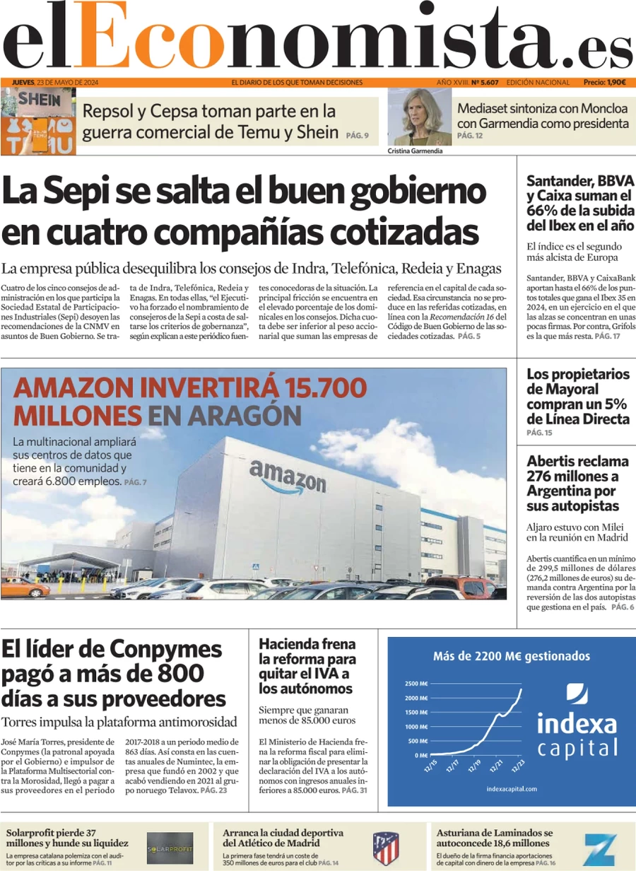 anteprima della prima pagina di el-economista del 23/05/2024