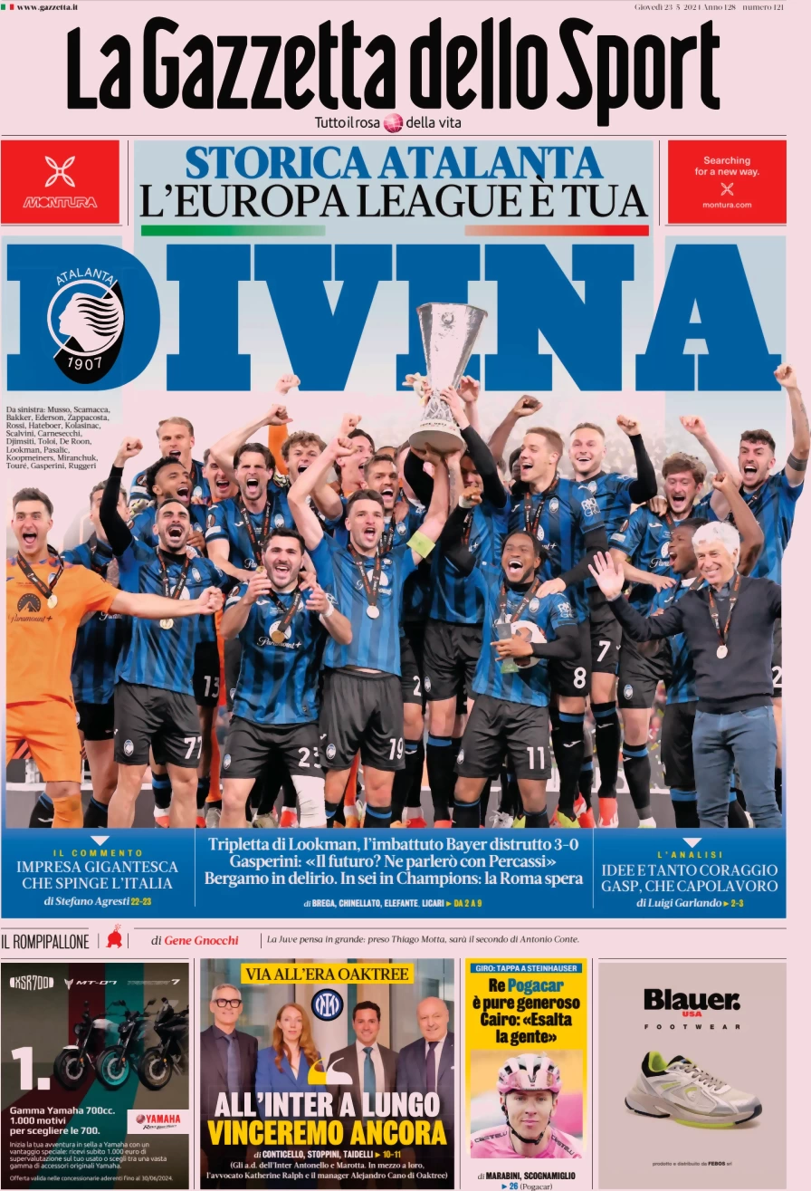 anteprima della prima pagina di la-gazzetta-dello-sport del 23/05/2024