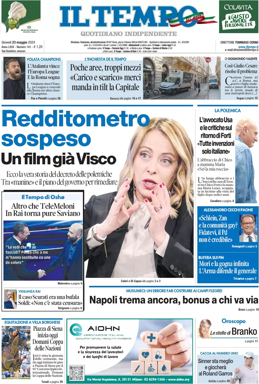 anteprima della prima pagina di il-tempo del 23/05/2024
