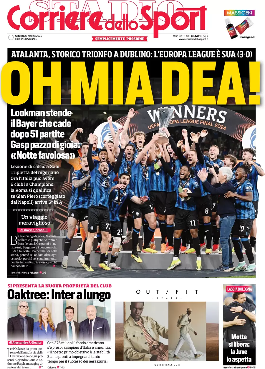 anteprima della prima pagina di corriere-dello-sport del 23/05/2024