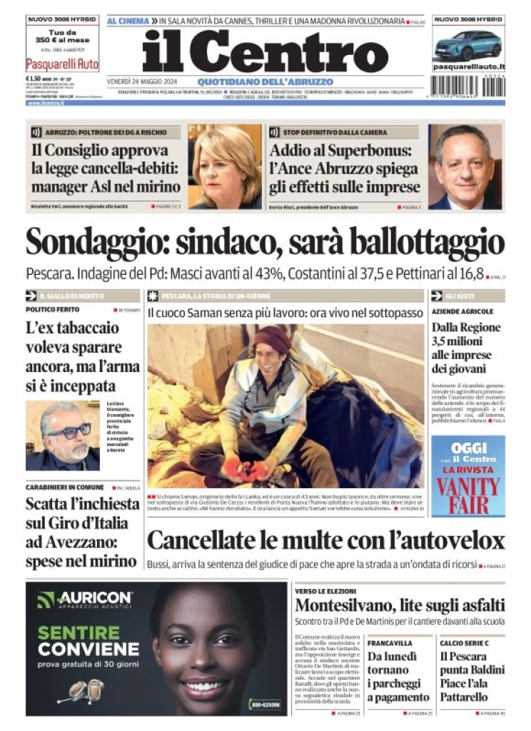 anteprima della prima pagina di il-centro-pescara del 24/05/2024