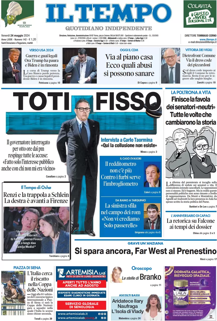anteprima della prima pagina di il-tempo del 24/05/2024