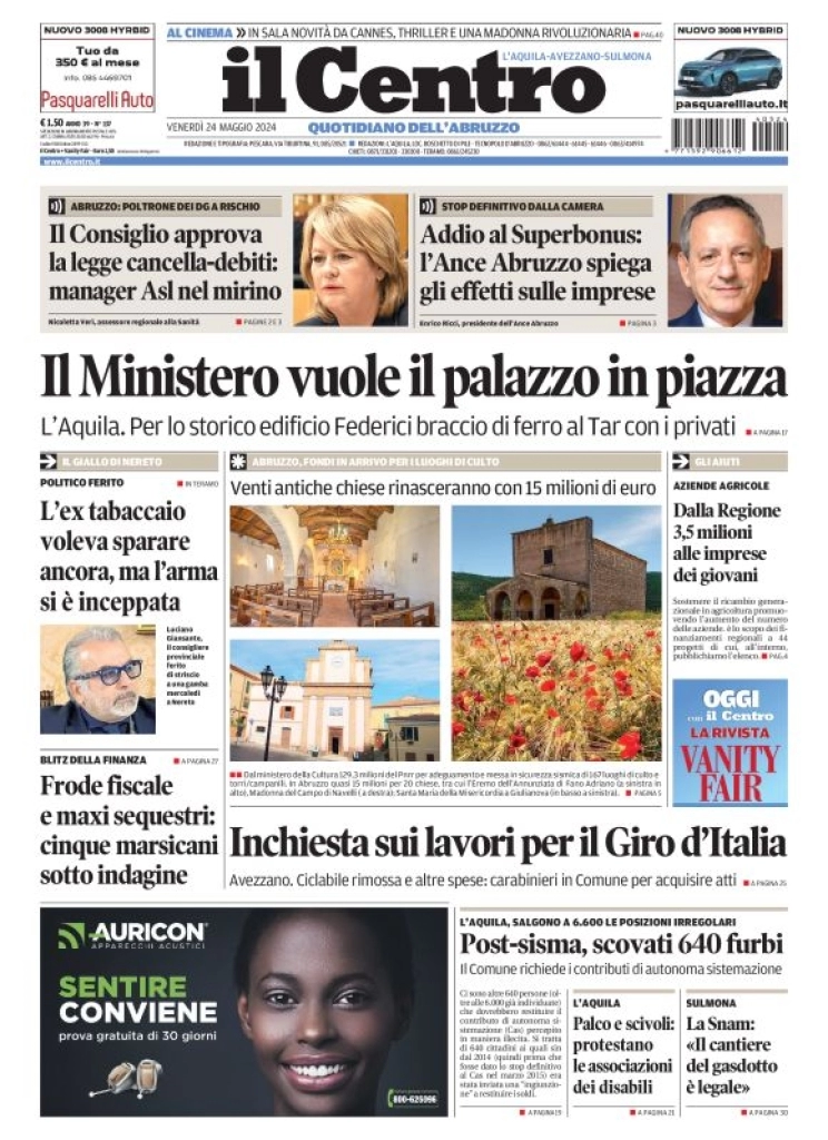 anteprima della prima pagina di il-centro-laquila del 24/05/2024
