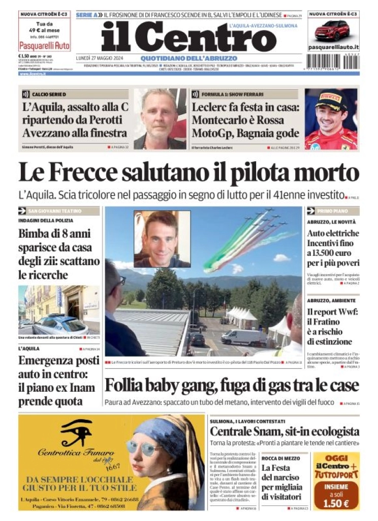 anteprima della prima pagina di il-centro-laquila del 27/05/2024
