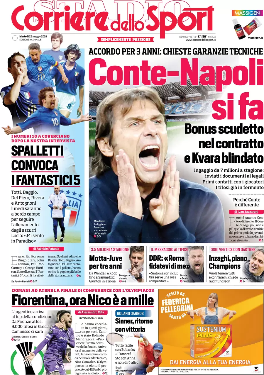 anteprima della prima pagina di corriere-dello-sport del 28/05/2024
