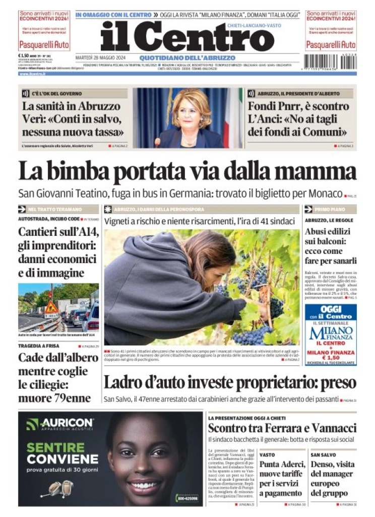 anteprima della prima pagina di il-centro-chieti del 28/05/2024