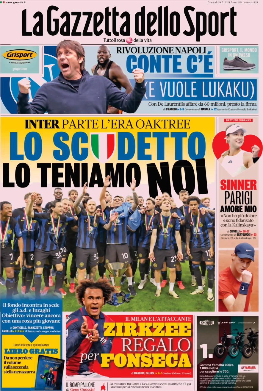anteprima della prima pagina di la-gazzetta-dello-sport del 28/05/2024