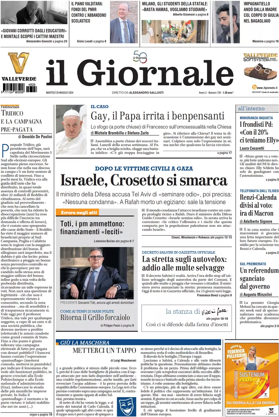 anteprima della prima pagina di il-giornale del 28/05/2024