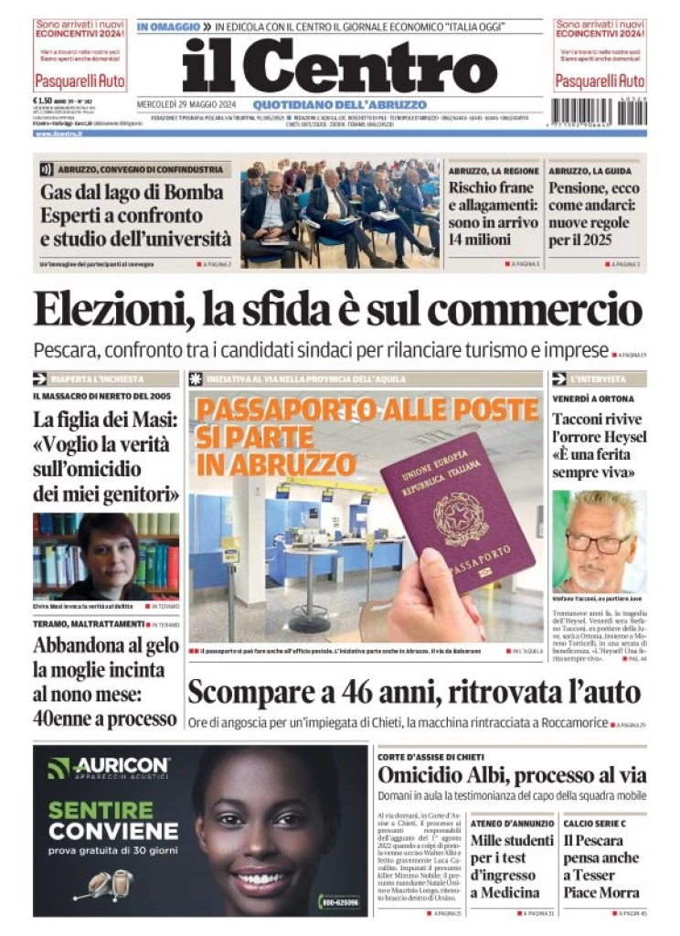 anteprima della prima pagina di il-centro-pescara del 29/05/2024