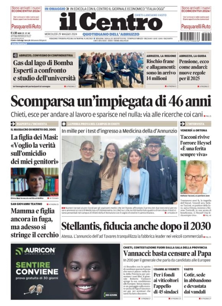 anteprima della prima pagina di il-centro-chieti del 29/05/2024