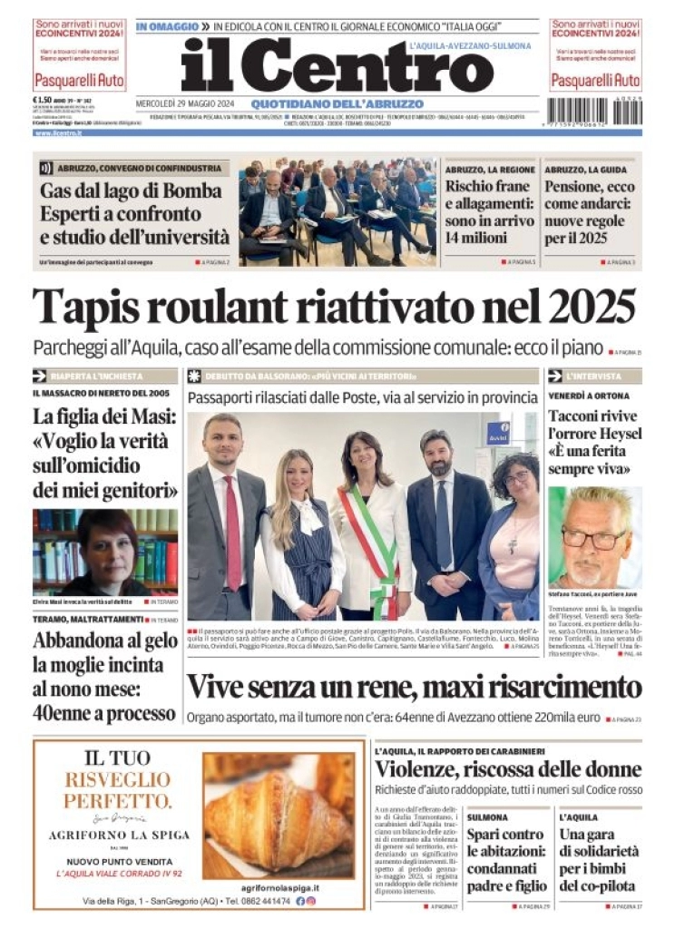 anteprima della prima pagina di il-centro-laquila del 29/05/2024