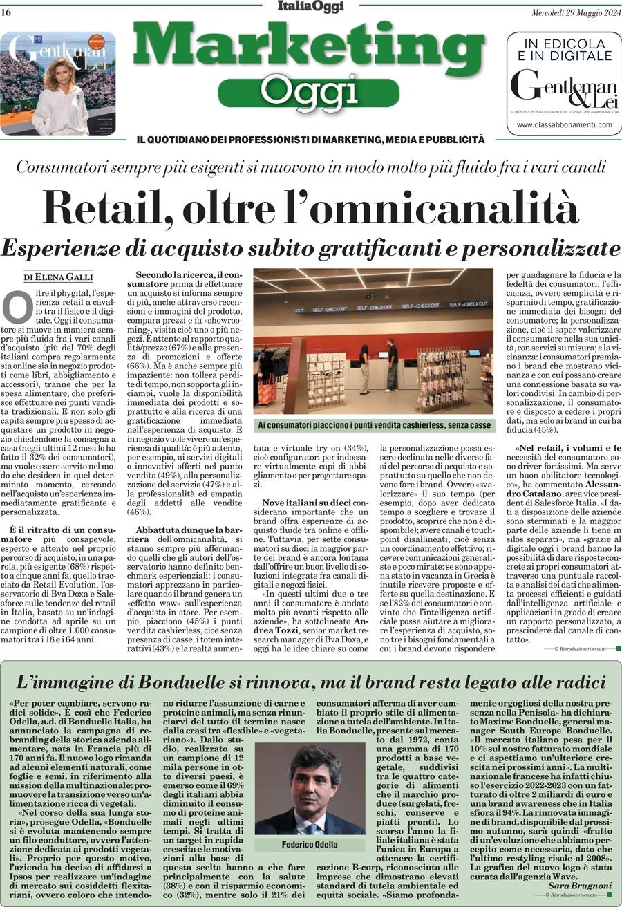 anteprima della prima pagina di marketing-oggi del 29/05/2024