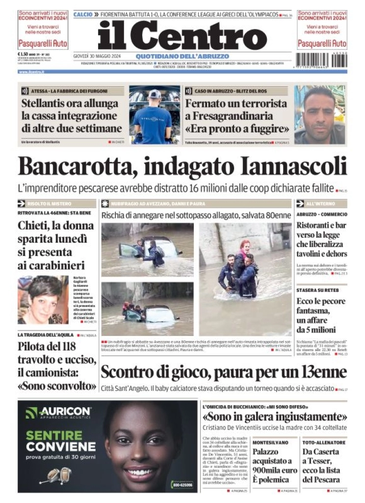 anteprima della prima pagina di il-centro-pescara del 30/05/2024