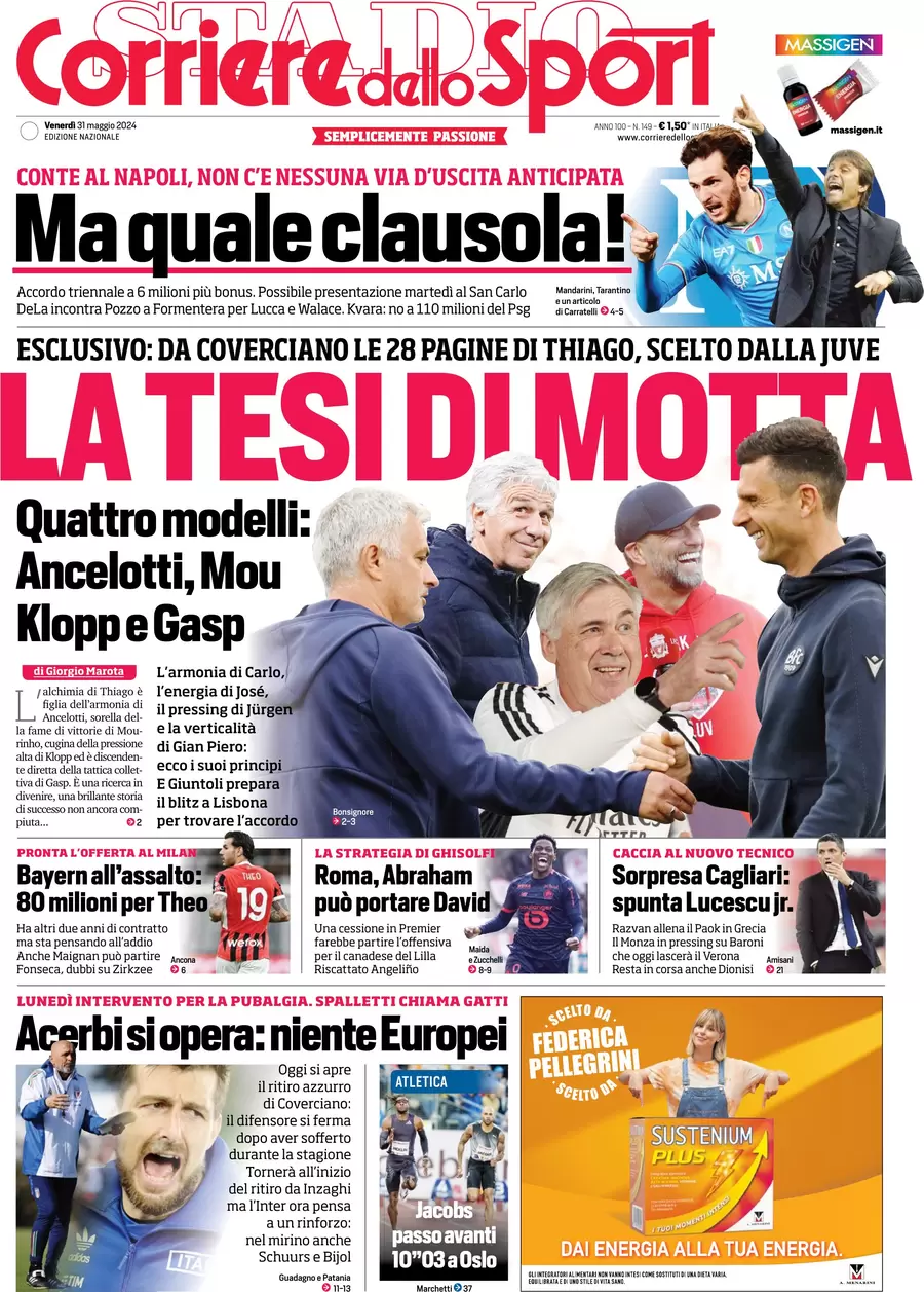 anteprima della prima pagina di corriere-dello-sport del 31/05/2024