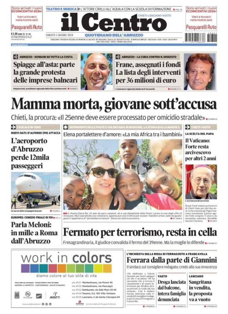 anteprima della prima pagina di il-centro-chieti del 01/06/2024