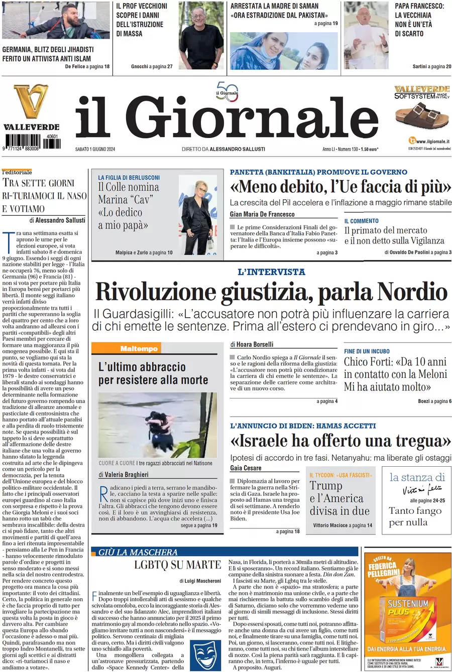 anteprima della prima pagina di il-giornale del 01/06/2024