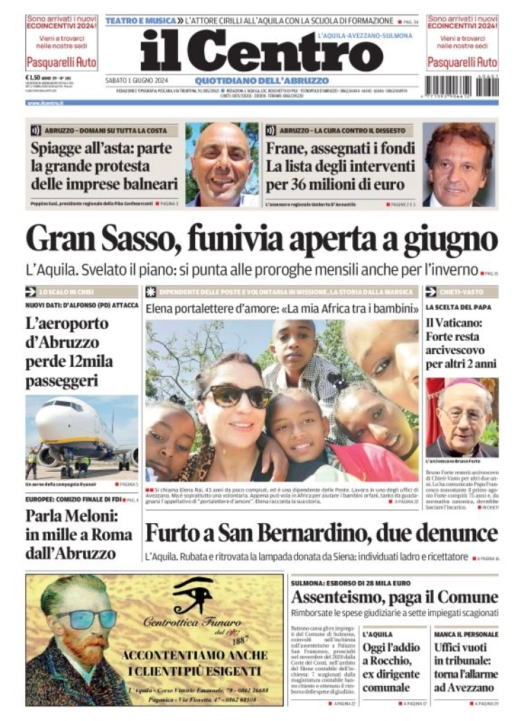 anteprima della prima pagina di il-centro-laquila del 01/06/2024