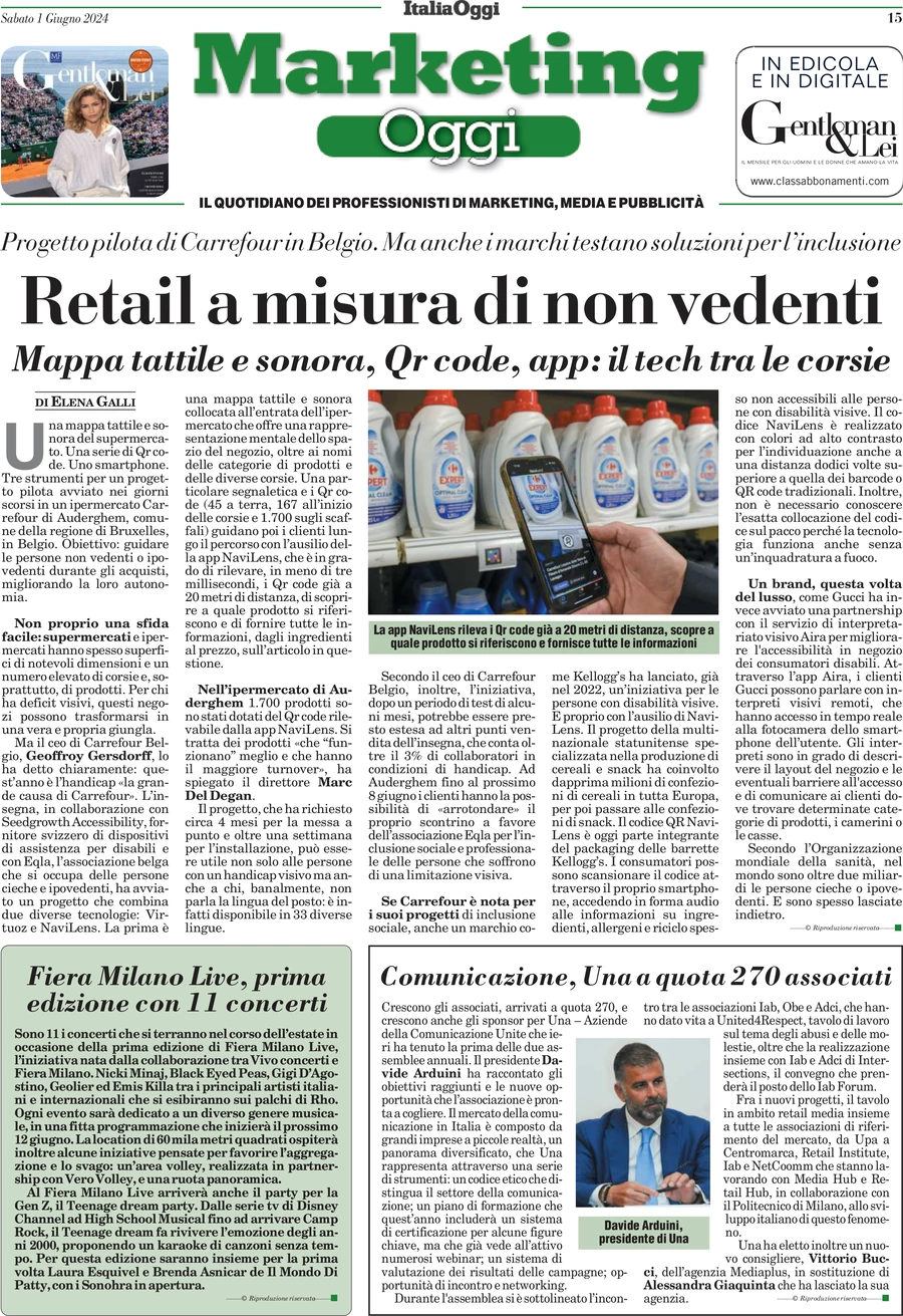anteprima della prima pagina di marketing-oggi del 01/06/2024