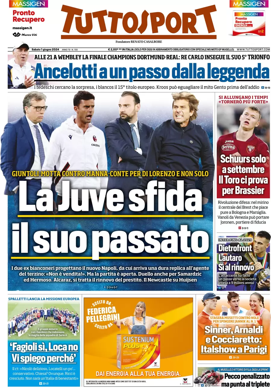anteprima della prima pagina di tuttosport del 01/06/2024