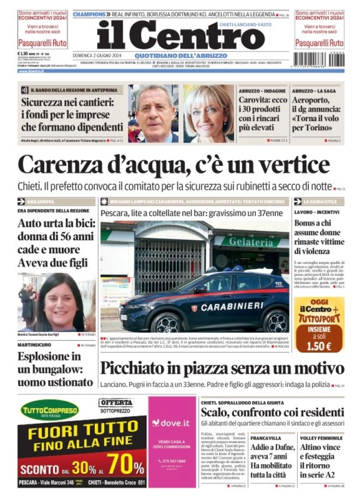 anteprima della prima pagina di il-centro-chieti del 02/06/2024