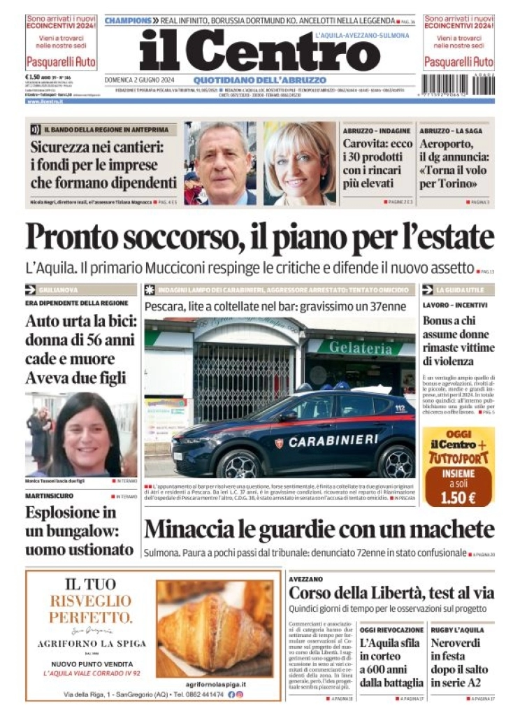 anteprima della prima pagina di il-centro-laquila del 02/06/2024