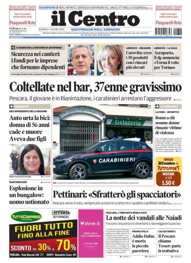 anteprima della prima pagina di il-centro-pescara del 02/06/2024