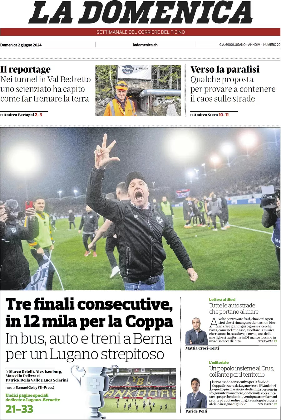 anteprima della prima pagina di corriere-del-ticino del 02/06/2024